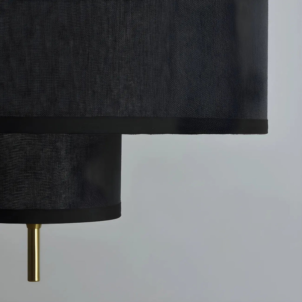 Modern Double Layer Fabric Drum Cylinder Chandelier Adjustable