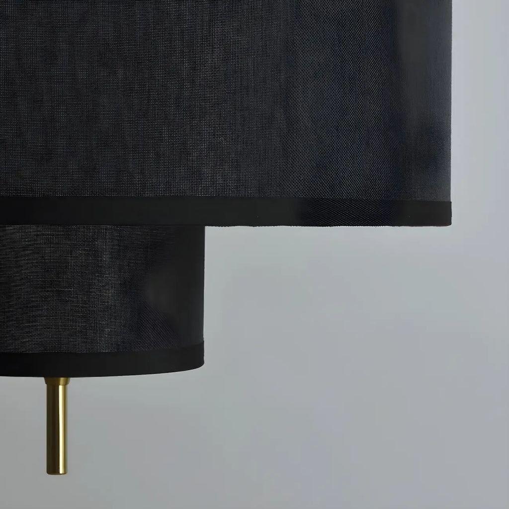 Modern Double Layer Fabric Drum Cylinder Chandelier Adjustable