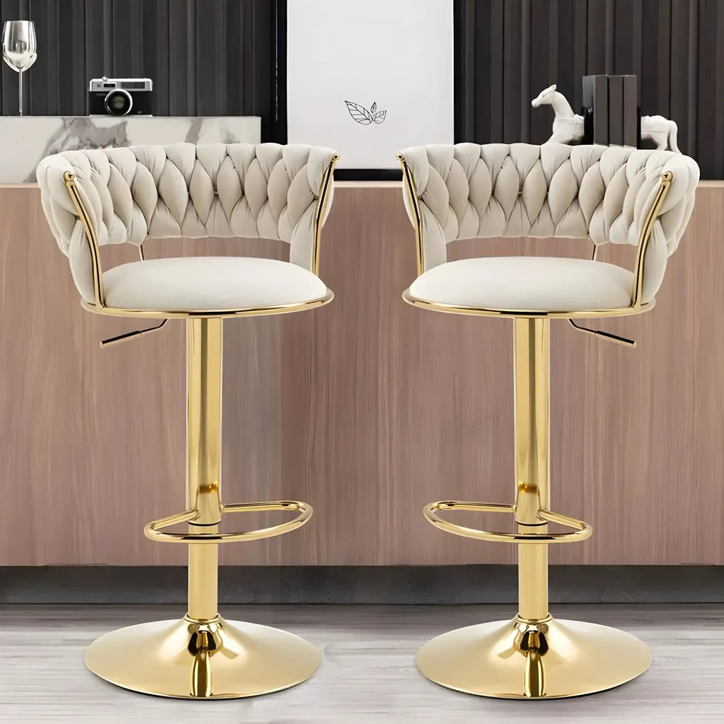 Gold Base Low Back Adjustable Swivel Bar Stool