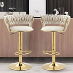 Gold Base Low Back Adjustable Swivel Bar Stool