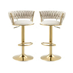Gold Base Low Back Adjustable Swivel Bar Stool