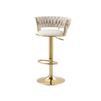 Gold Base Low Back Adjustable Swivel Bar Stool