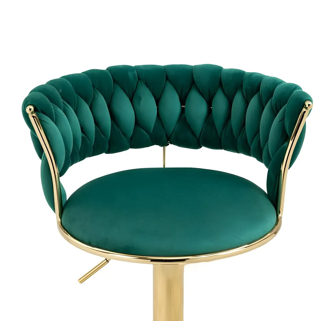 Gold Base Low Back Adjustable Swivel Bar Stool
