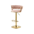 Gold Base Low Back Adjustable Swivel Bar Stool