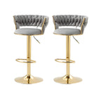 Gold Base Low Back Adjustable Swivel Bar Stool