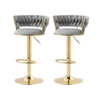 Gold Base Low Back Adjustable Swivel Bar Stool