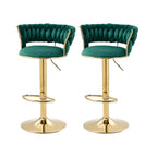 Gold Base Low Back Adjustable Swivel Bar Stool