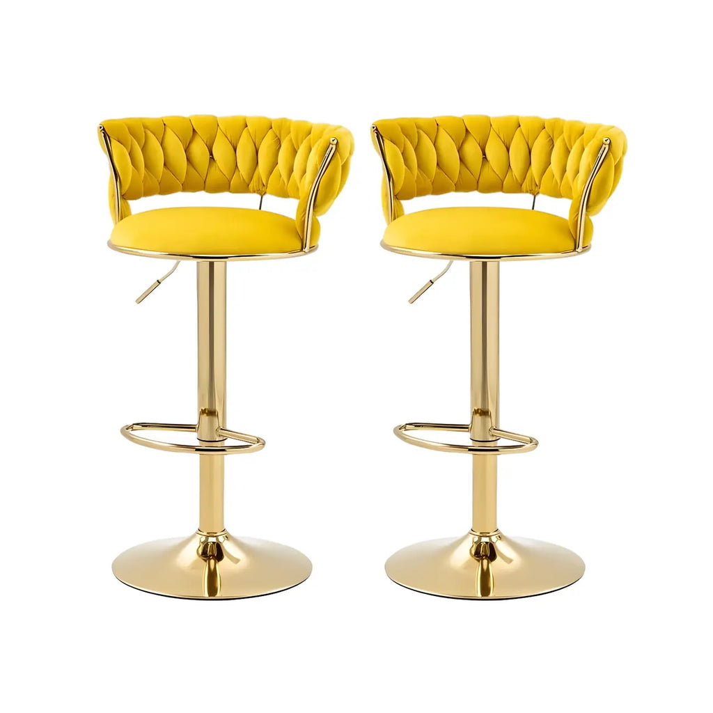 Gold Base Low Back Adjustable Swivel Bar Stool