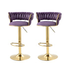 Gold Base Low Back Adjustable Swivel Bar Stool