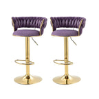 Gold Base Low Back Adjustable Swivel Bar Stool