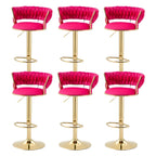 Gold Base Low Back Adjustable Swivel Bar Stool