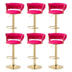 Gold Base Low Back Adjustable Swivel Bar Stool