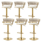 Gold Base Low Back Adjustable Swivel Bar Stool