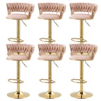 Gold Base Low Back Adjustable Swivel Bar Stool