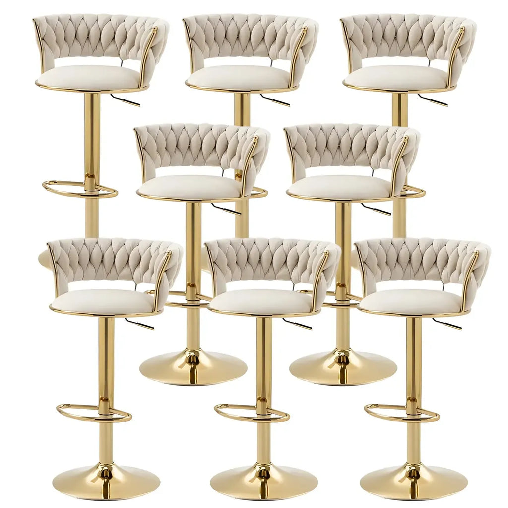 Gold Base Low Back Adjustable Swivel Bar Stool