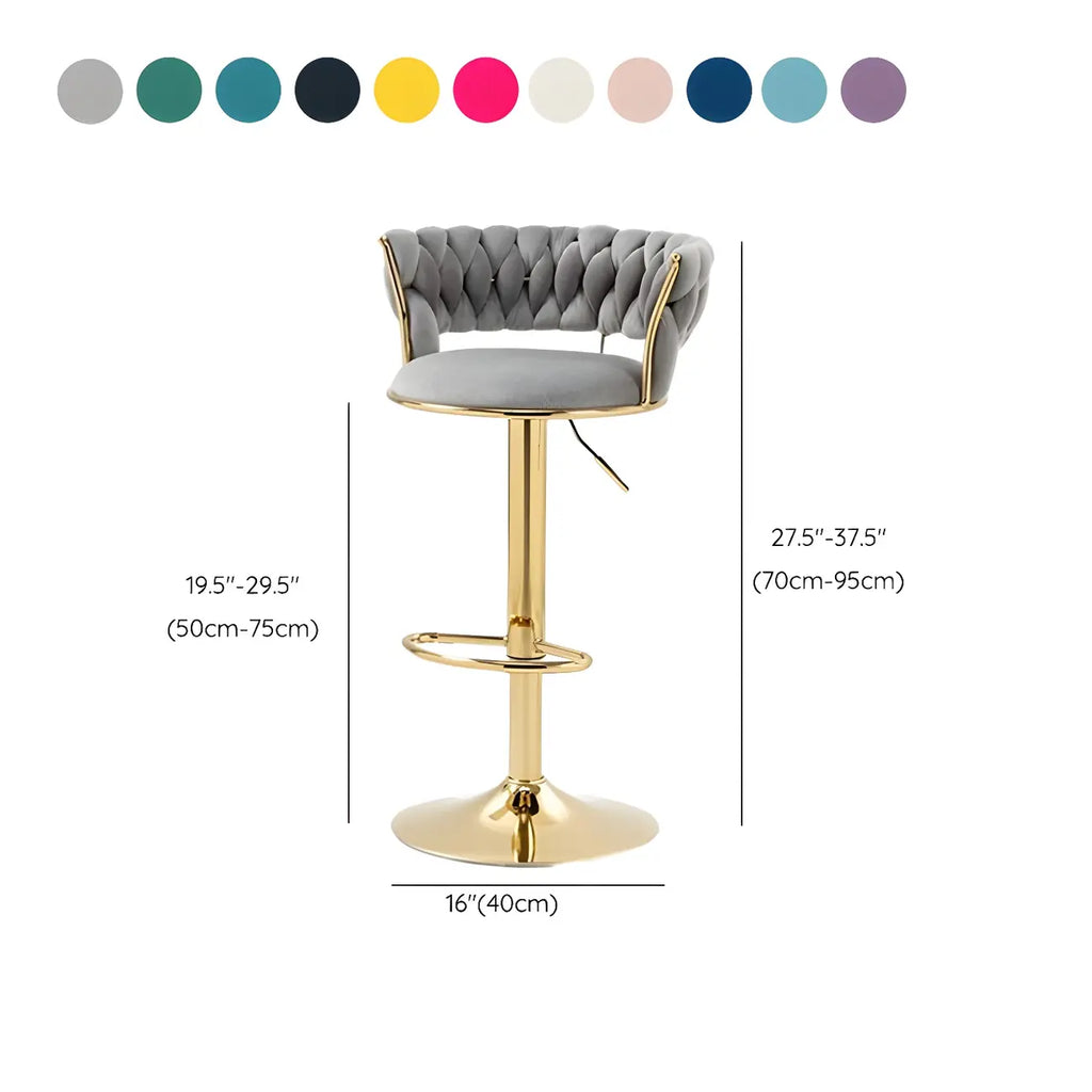 Gold Base Low Back Adjustable Swivel Bar Stool