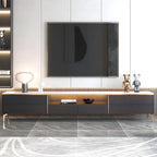 63 Elegant White Stone Top Storage TV Stand with LED Lights
