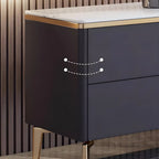 63 Elegant White Stone Top Storage TV Stand with LED Lights