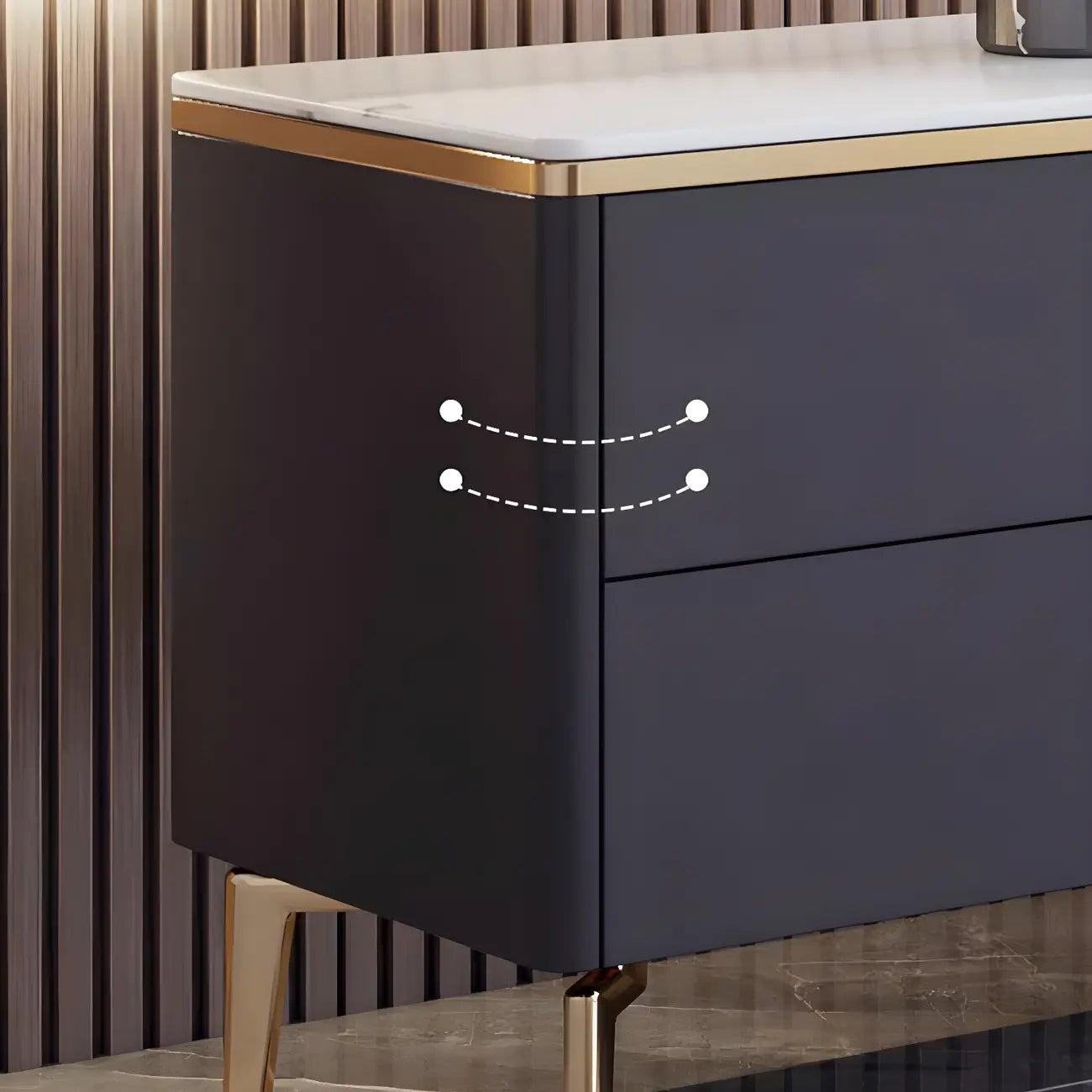 63 Elegant White Stone Top Storage TV Stand with LED Lights