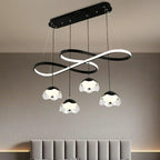Adjustable 2 Tiers Black Metal 6-Light Dimming Pendant Light