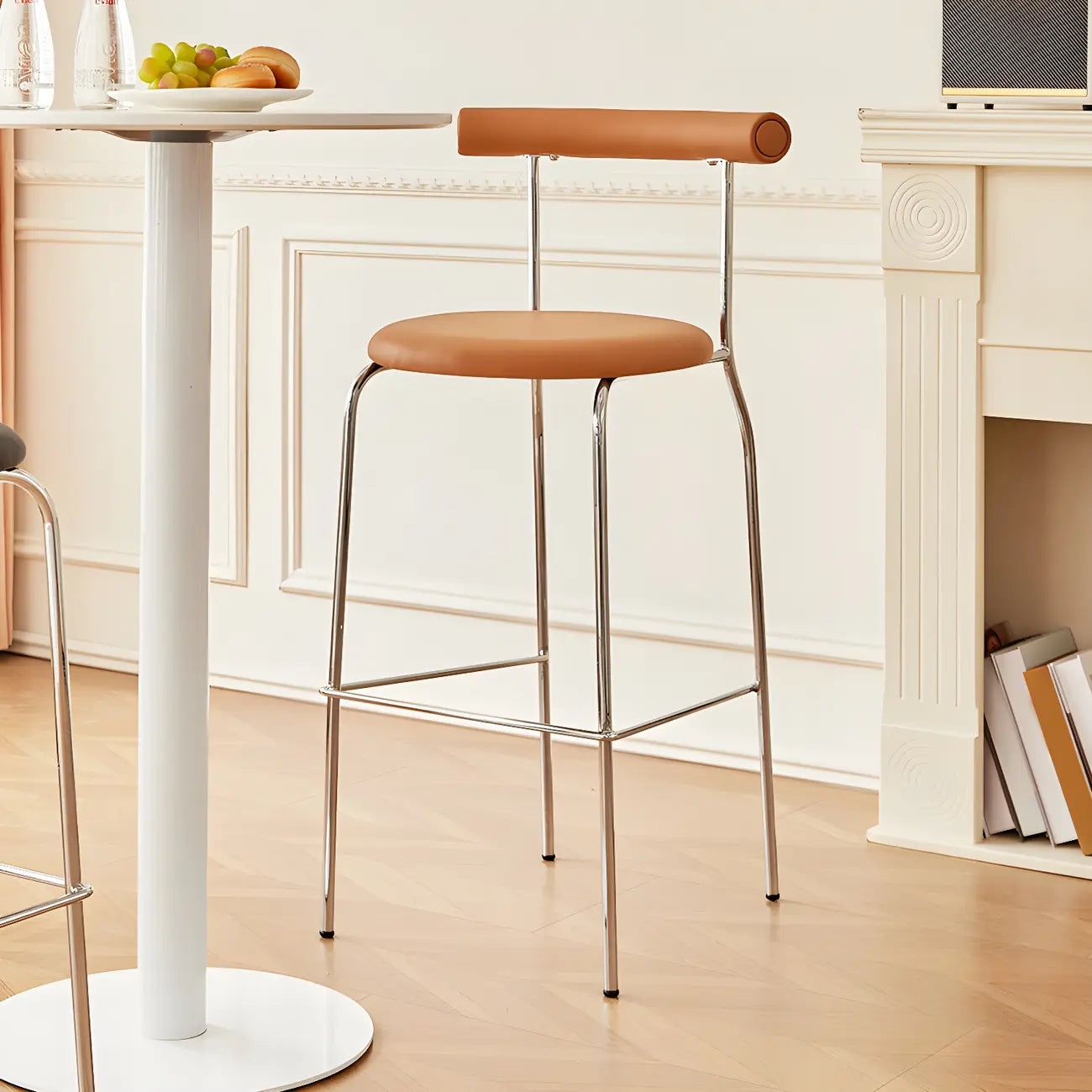 Modern Metal Comfort Cushion Durable High-Back Bar Stool