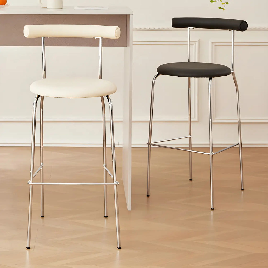 Modern Metal Comfort Cushion Durable High-Back Bar Stool