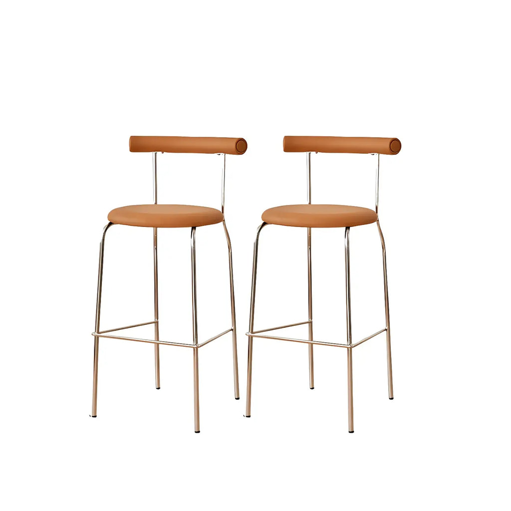Modern Metal Comfort Cushion Durable High-Back Bar Stool