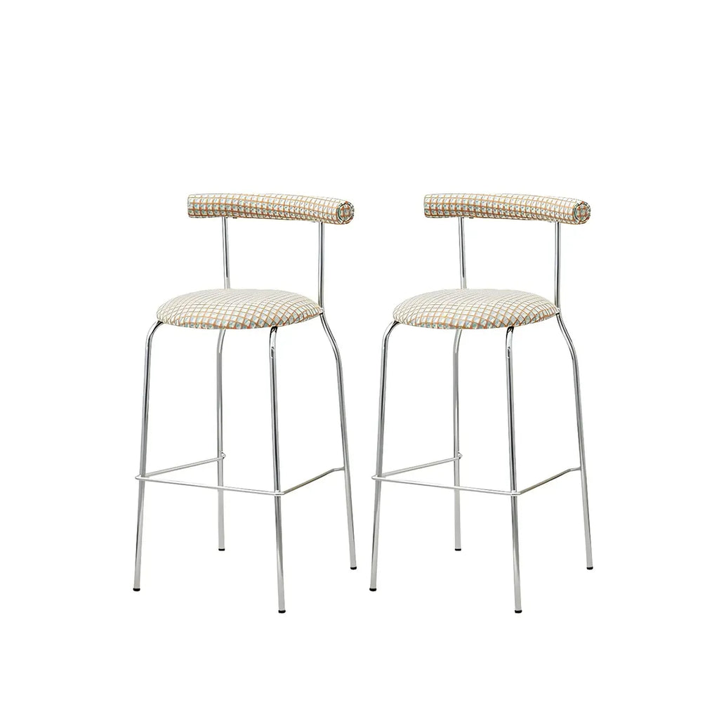 Modern Metal Comfort Cushion Durable High-Back Bar Stool