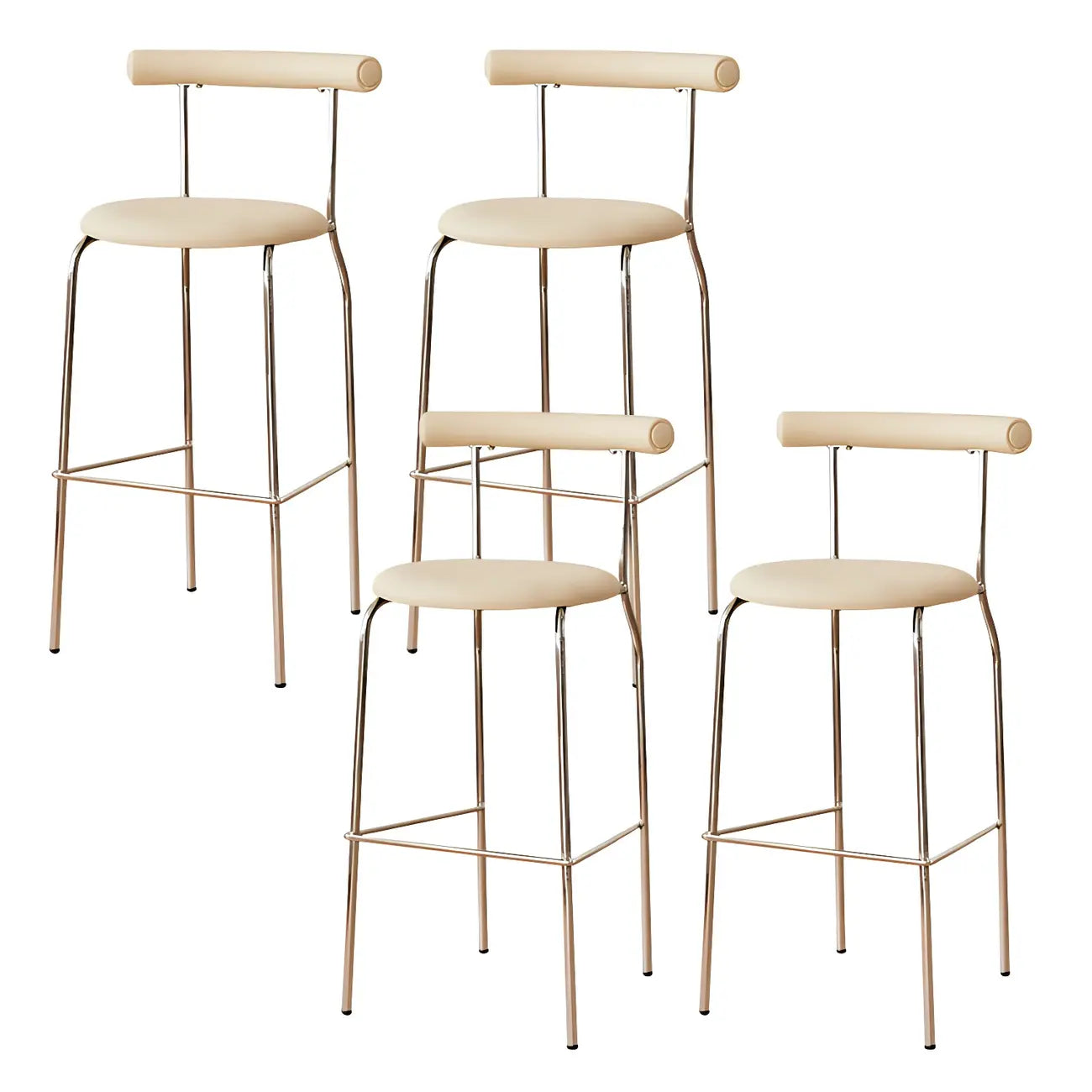 Modern Metal Comfort Cushion Durable High-Back Bar Stool