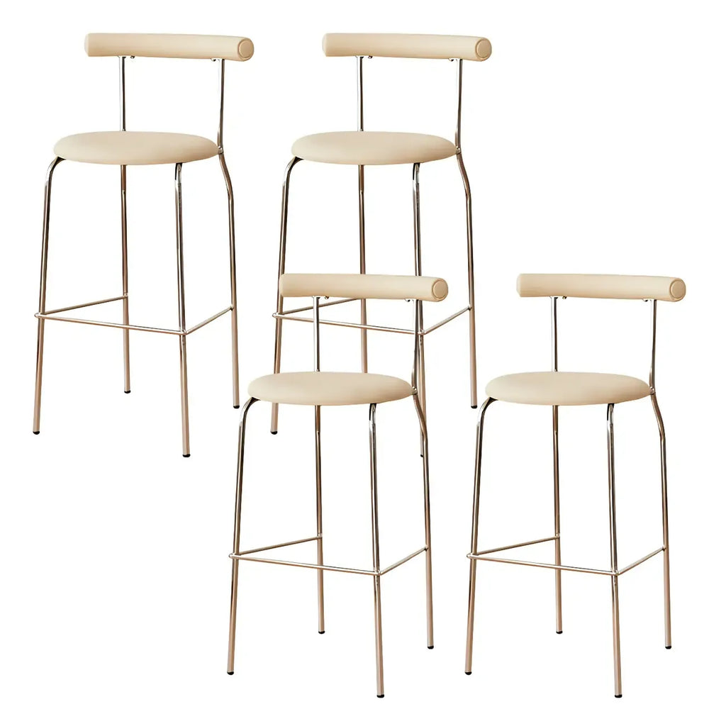 Modern Metal Comfort Cushion Durable High-Back Bar Stool