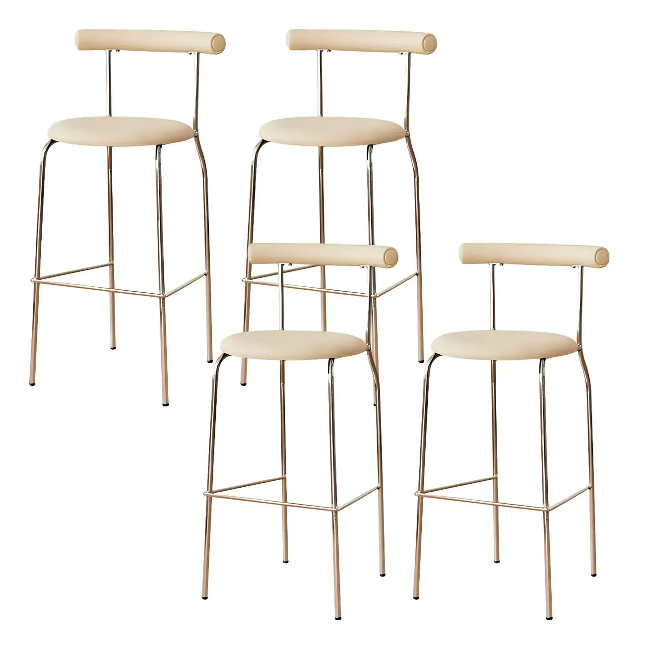 Modern Metal Comfort Cushion Durable High-Back Bar Stool