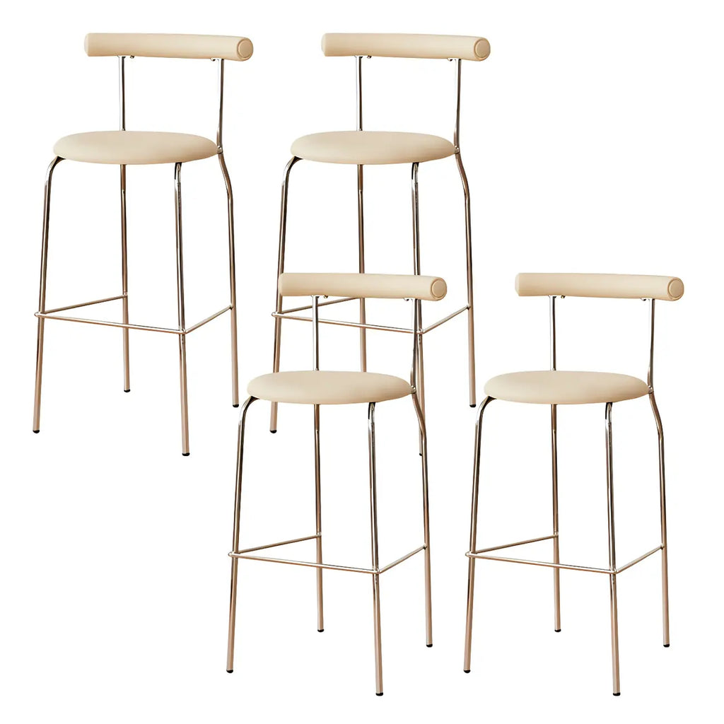 Modern Metal Comfort Cushion Durable High-Back Bar Stool