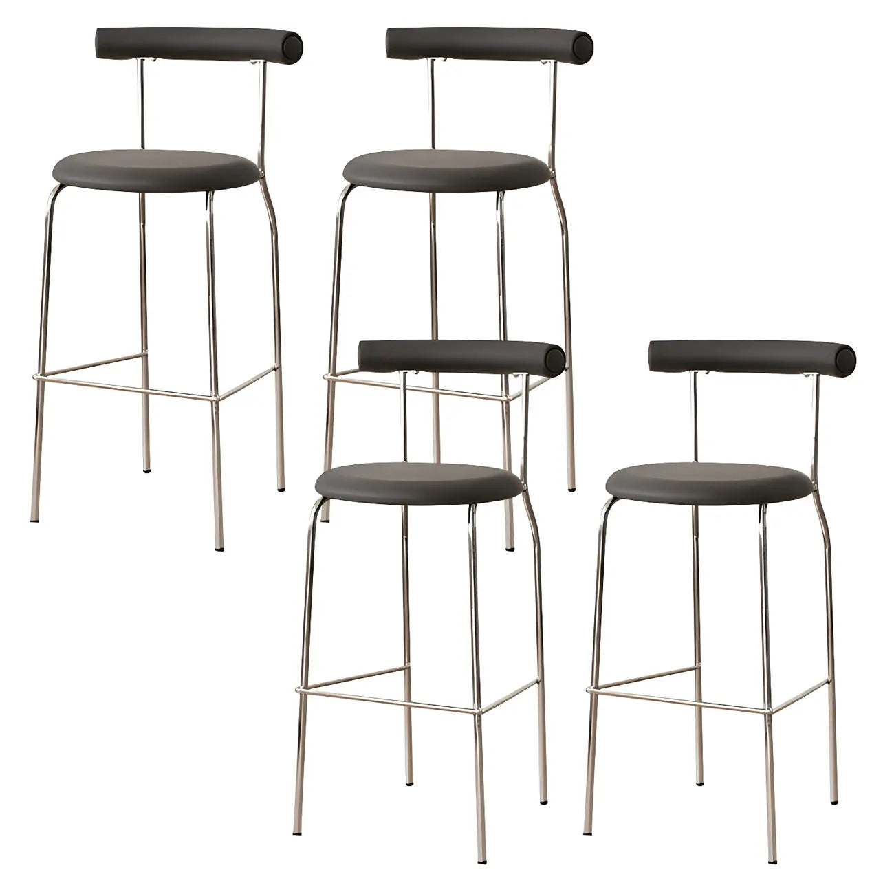 Modern Metal Comfort Cushion Durable High-Back Bar Stool