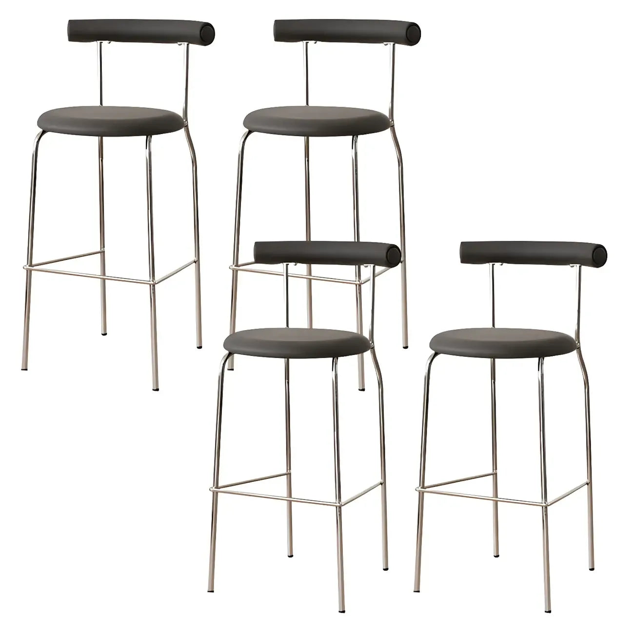 Modern Metal Comfort Cushion Durable High-Back Bar Stool