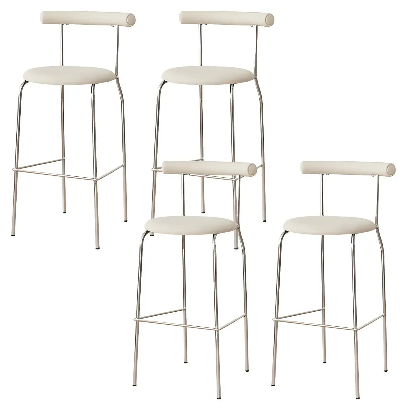 Modern Metal Comfort Cushion Durable High-Back Bar Stool