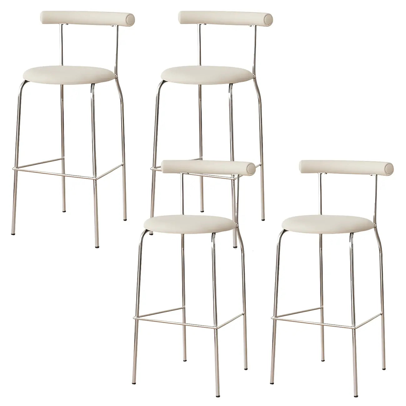 Modern Metal Comfort Cushion Durable High-Back Bar Stool
