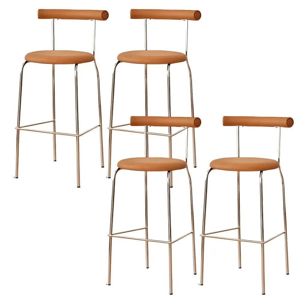 Modern Metal Comfort Cushion Durable High-Back Bar Stool
