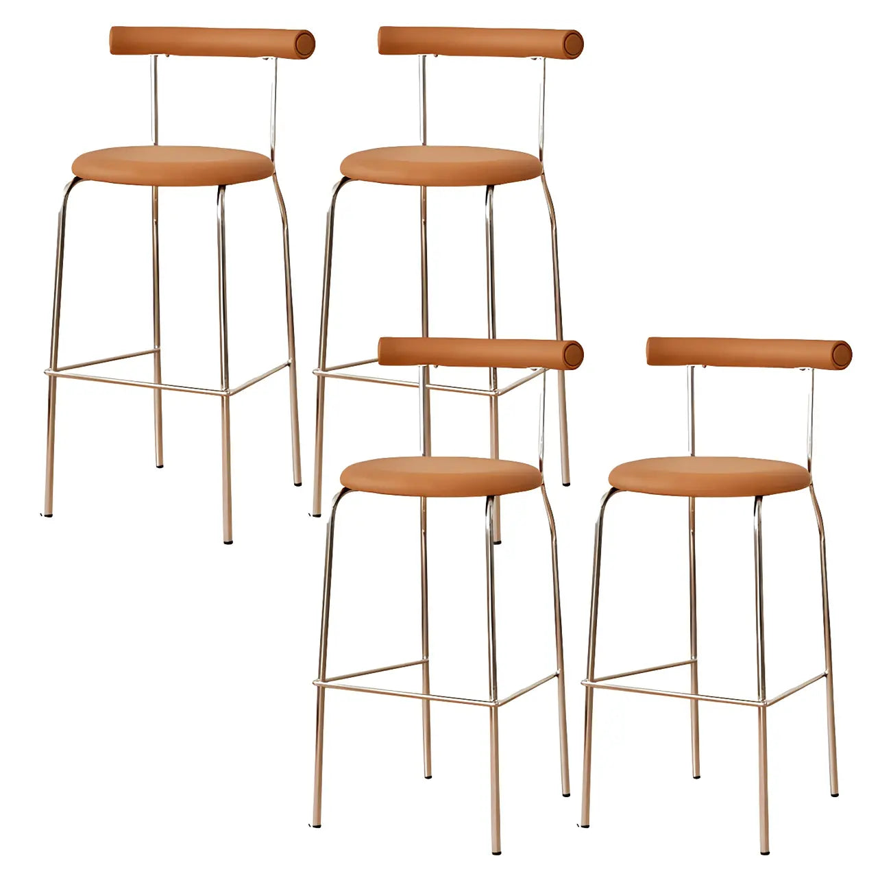 Modern Metal Comfort Cushion Durable High-Back Bar Stool