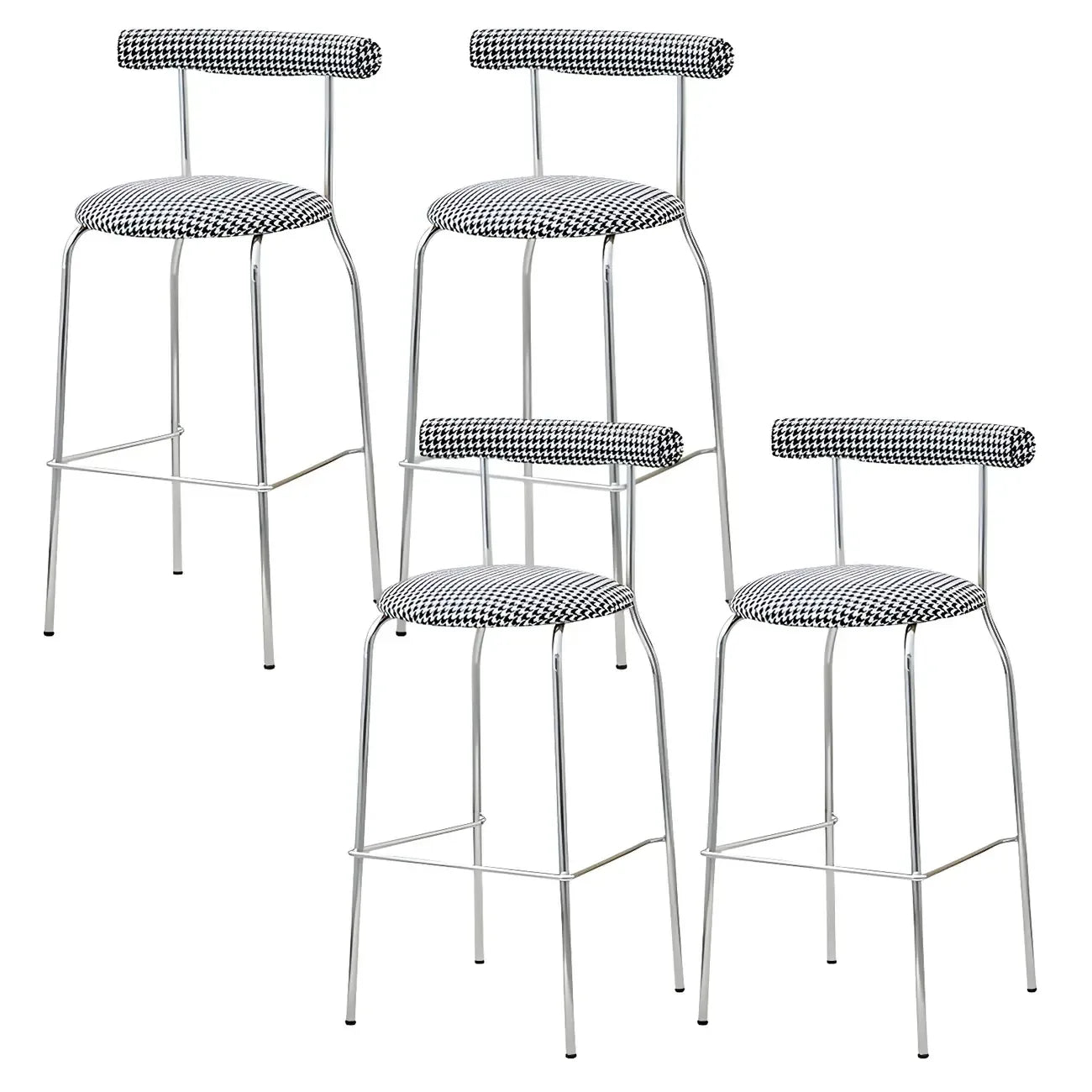 Modern Metal Comfort Cushion Durable High-Back Bar Stool