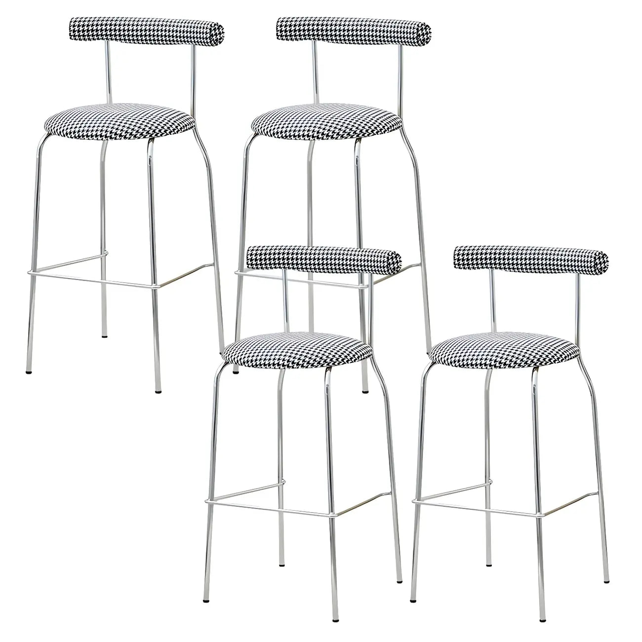 Modern Metal Comfort Cushion Durable High-Back Bar Stool
