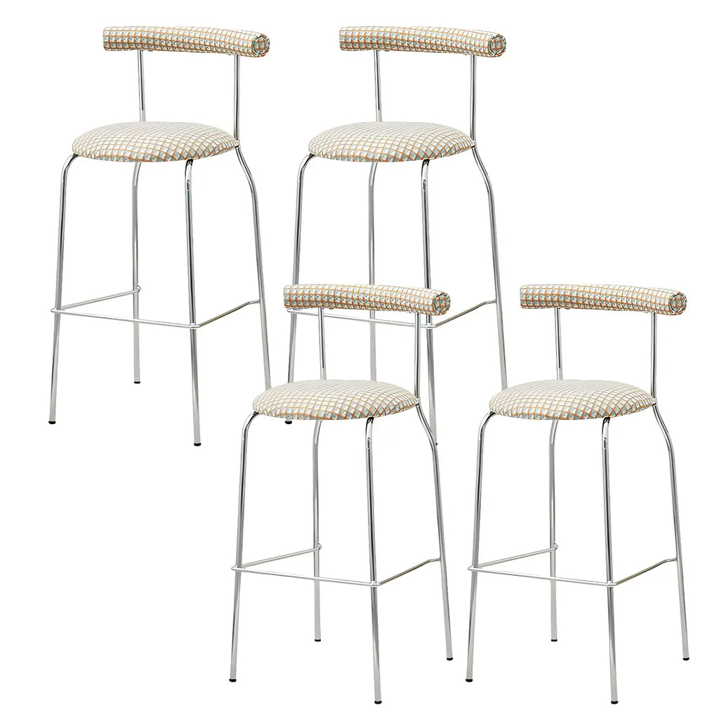 Modern Metal Comfort Cushion Durable High-Back Bar Stool