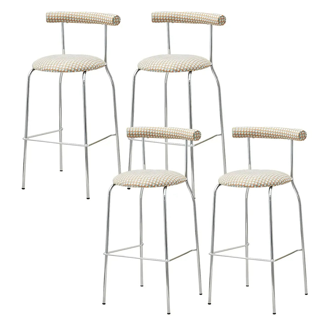 Modern Metal Comfort Cushion Durable High-Back Bar Stool