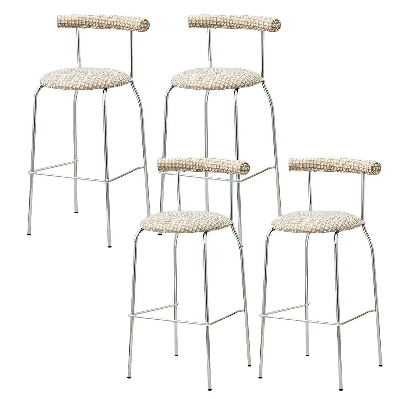 Modern Metal Comfort Cushion Durable High-Back Bar Stool