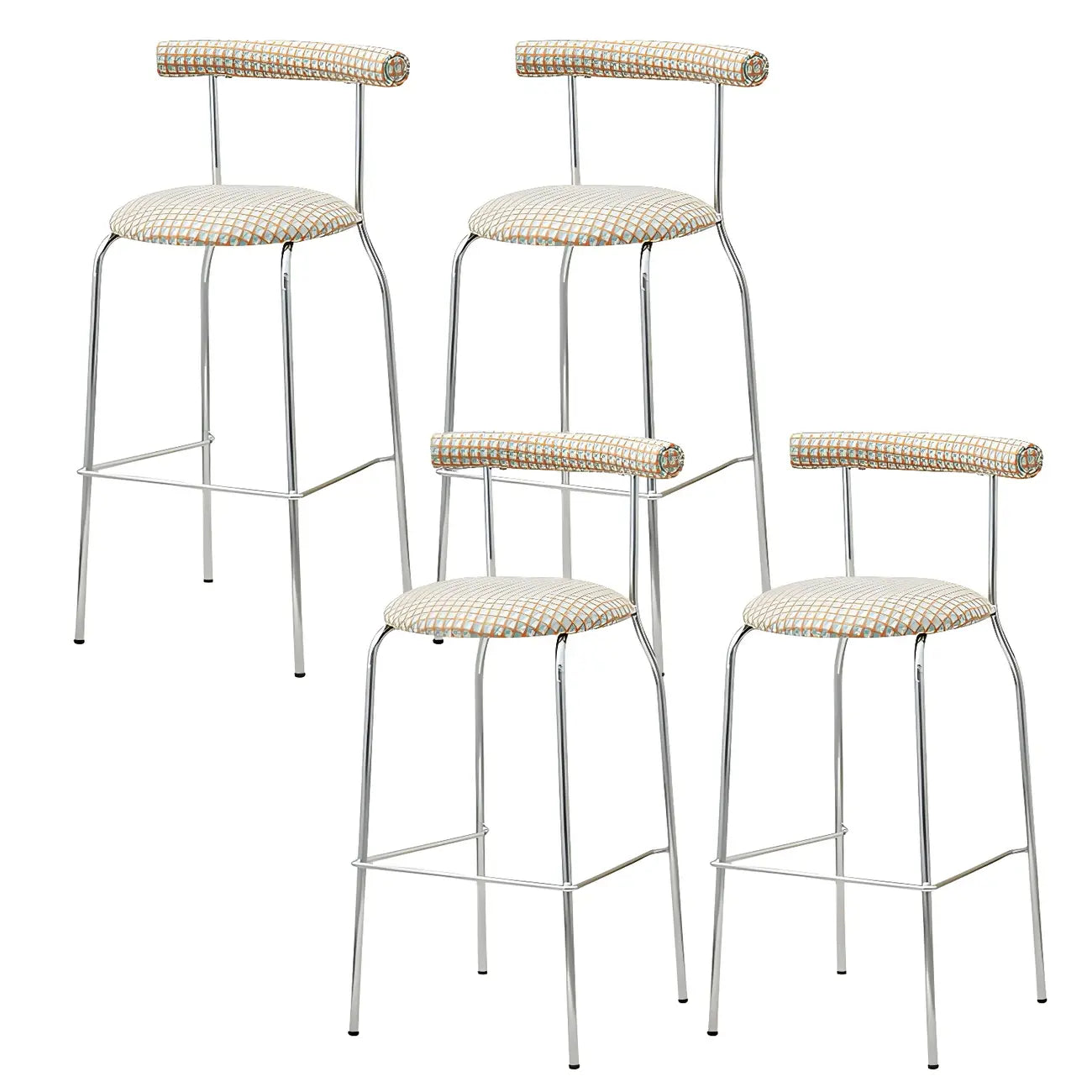 Modern Metal Comfort Cushion Durable High-Back Bar Stool