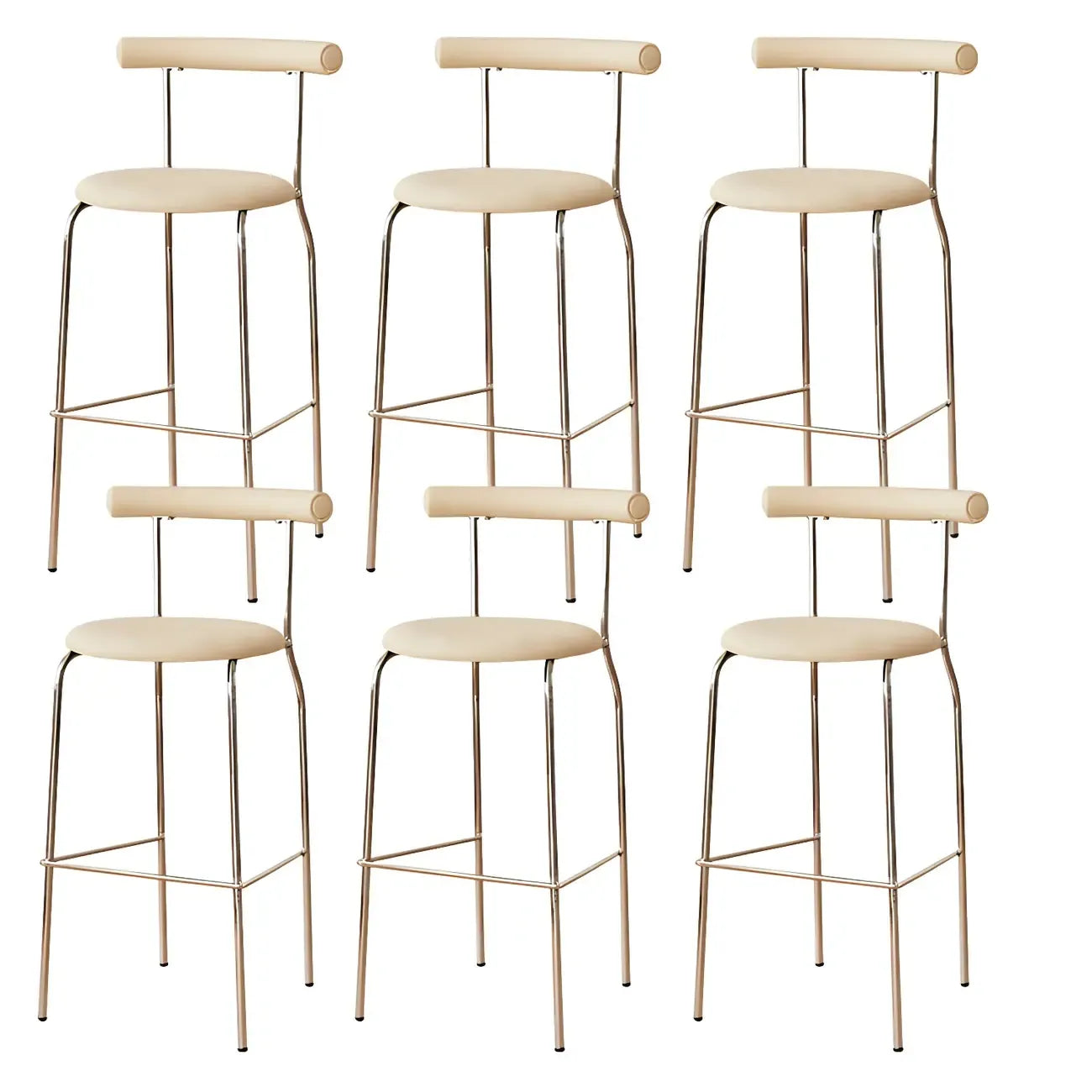 Modern Metal Comfort Cushion Durable High-Back Bar Stool
