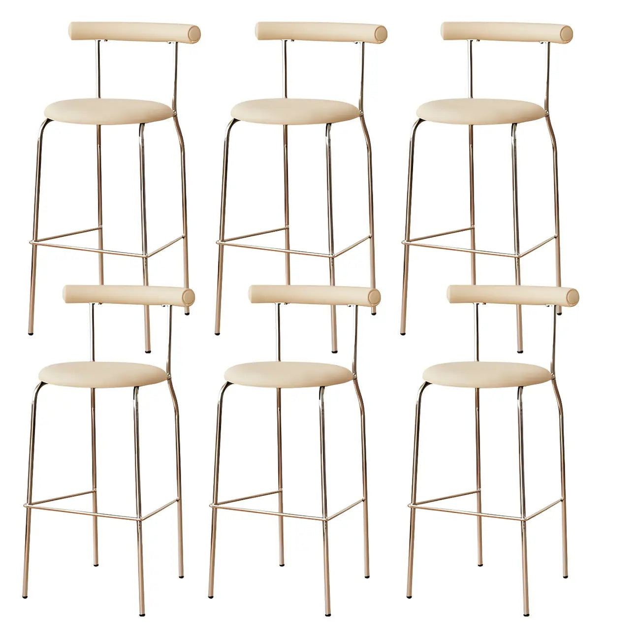 Modern Metal Comfort Cushion Durable High-Back Bar Stool