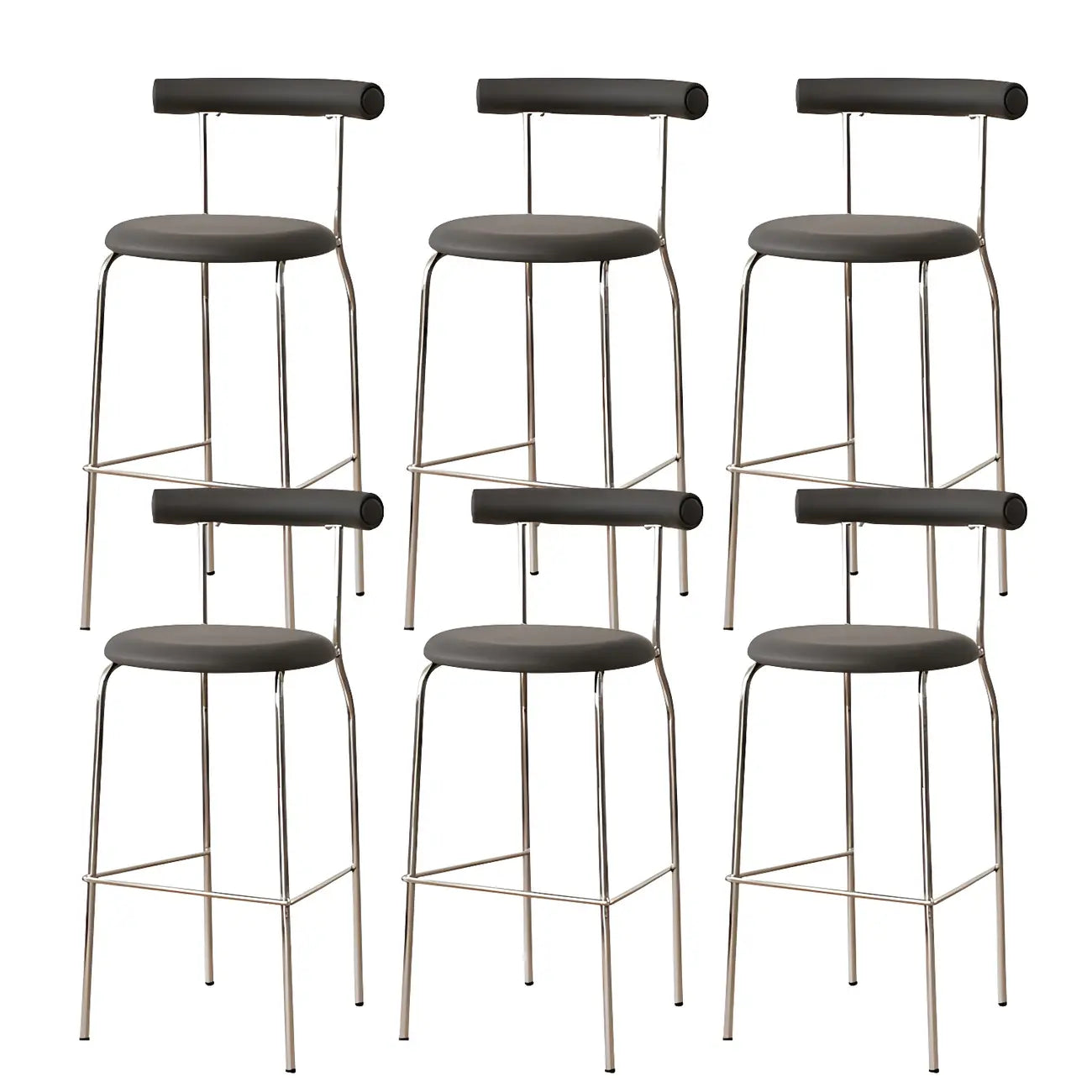 Modern Metal Comfort Cushion Durable High-Back Bar Stool