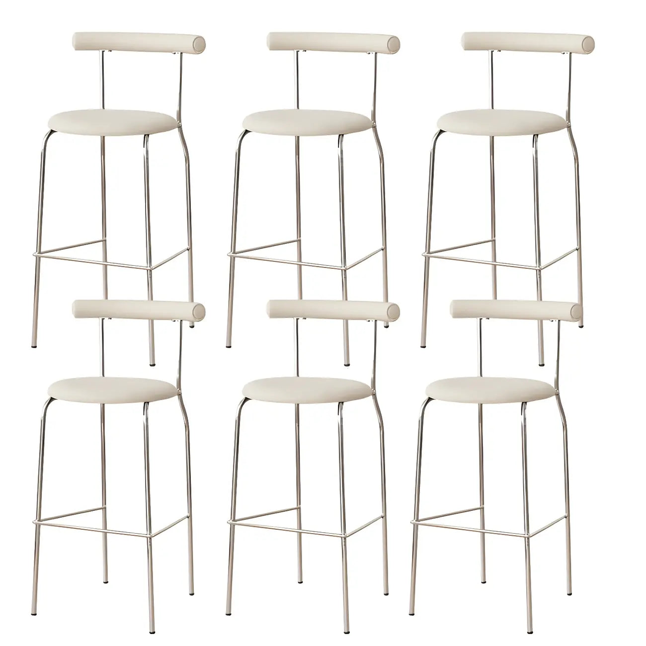 Modern Metal Comfort Cushion Durable High-Back Bar Stool