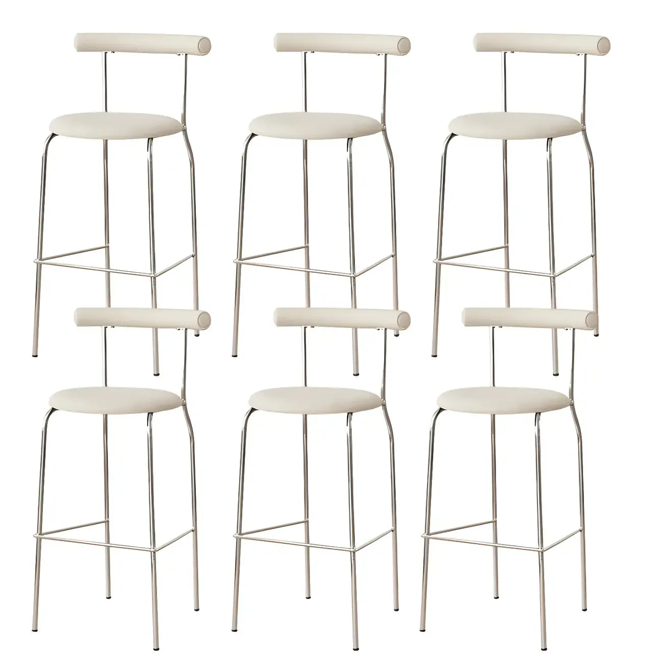 Modern Metal Comfort Cushion Durable High-Back Bar Stool