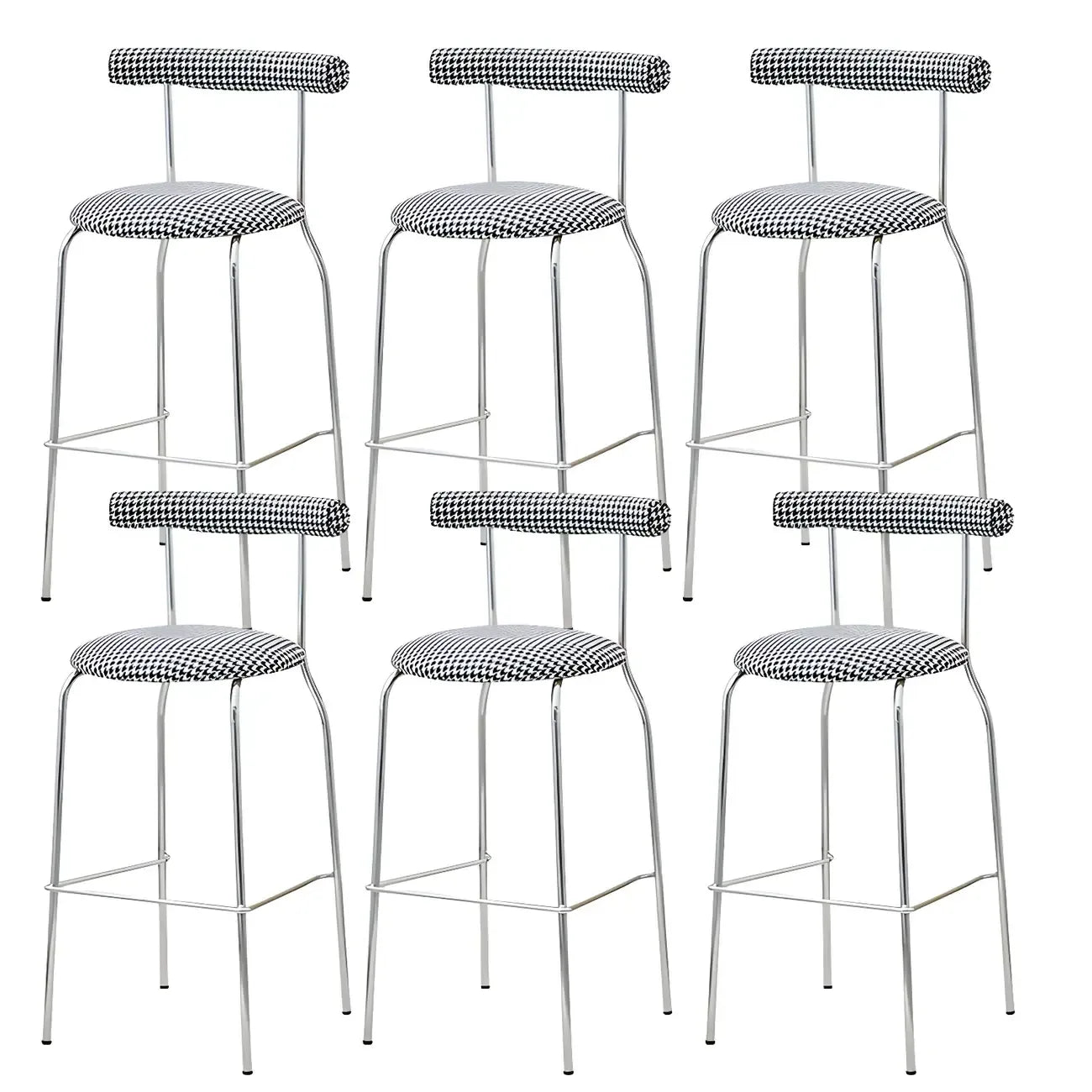 Modern Metal Comfort Cushion Durable High-Back Bar Stool